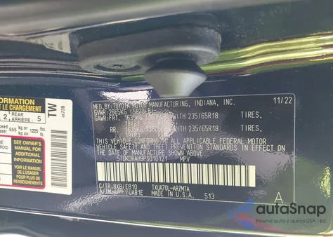 2023 Toyota Highlander Xle z USA, uszkodzony, nr VIN 5TDKDRAH9PS010121